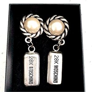 MOSCHINO Redwall Italy X Sharra Pagano Colab Vintage Runway 28k Clip on Earrings